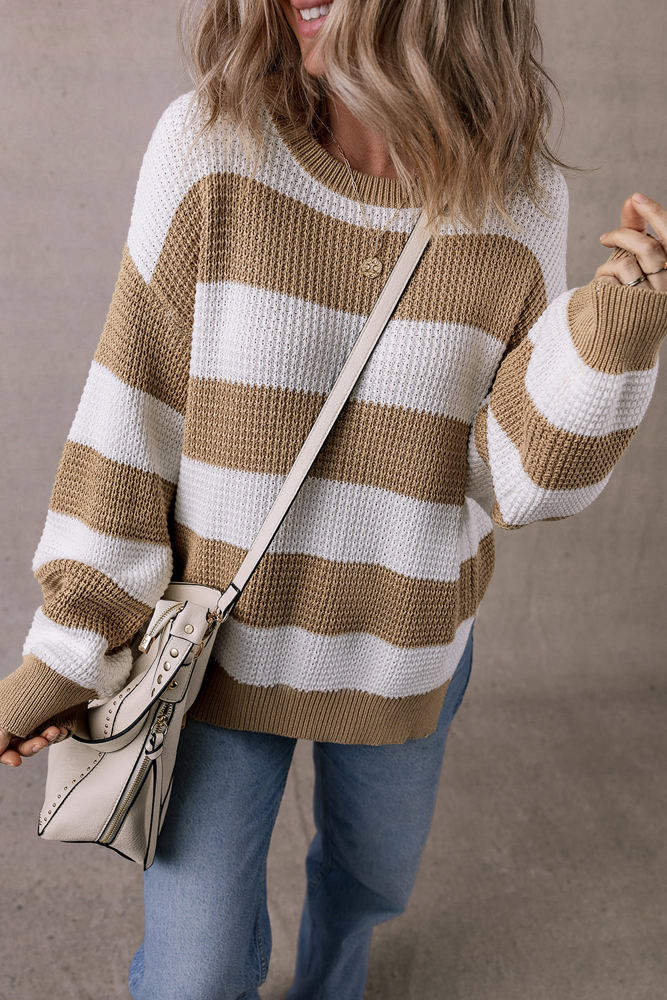 Arabella Striped Side Slit Sweater