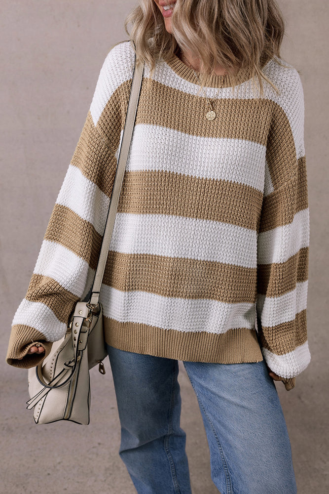 Arabella Striped Side Slit Sweater