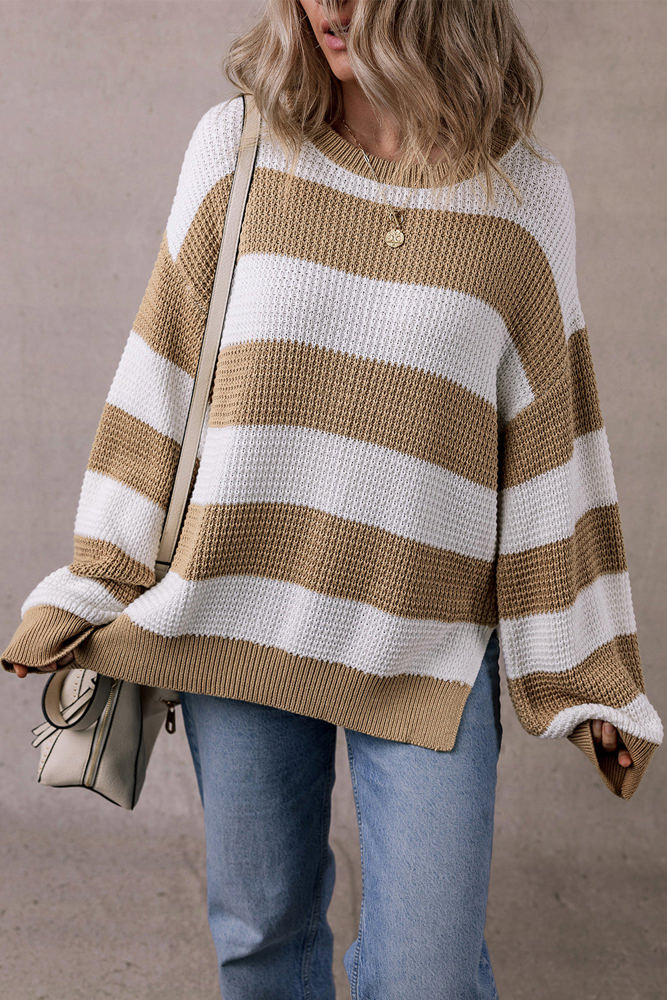 Arabella Striped Side Slit Sweater