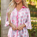 Purple Small Araceli Ruffled Half Sleeve Shirt