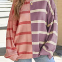 Pink Large Araya Stripe Oversized Sweater