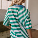  Ari Stripe Half Buttons Top