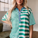  Ari Stripe Half Buttons Top