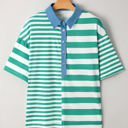  Ari Stripe Half Buttons Top