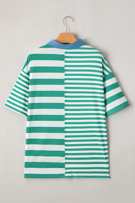 Ari Stripe Half Buttons Top