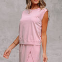  Aria 2 Pieces Mineral Wash Cotton Tank Top Lined Split Skirt Set