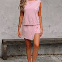  Aria 2 Pieces Mineral Wash Cotton Tank Top Lined Split Skirt Set