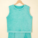 Mint Green Medium Aria 2 Pieces Mineral Wash Cotton Tank Top Lined Split Skirt Set