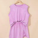 Phalaenopsis XL Aria 2 Pieces Mineral Wash Cotton Tank Top Lined Split Skirt Set