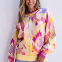  Aria Colorblock Balloon Sleeve Sweater