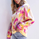  Aria Colorblock Balloon Sleeve Sweater