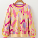  Aria Colorblock Balloon Sleeve Sweater