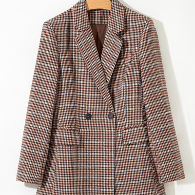 Aria Houndstooth Lapel Collar Blazer
