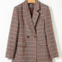 Brown Medium Aria Houndstooth Lapel Collar Blazer