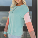  Aria Knit Colorblock Henley Top