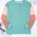  Aria Knit Colorblock Henley Top