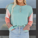 Multicolour Medium Aria Knit Colorblock Henley Top