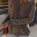  Aria Knit Sleeve Casual Sweater