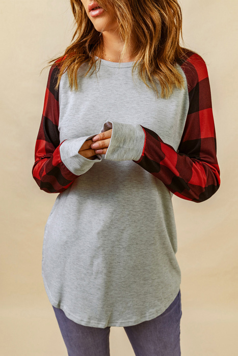 Aria Plaid Long Sleeve Sweatshirt