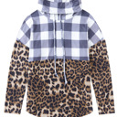  Aria Plaid Patchwork Cowl Sweatshirt