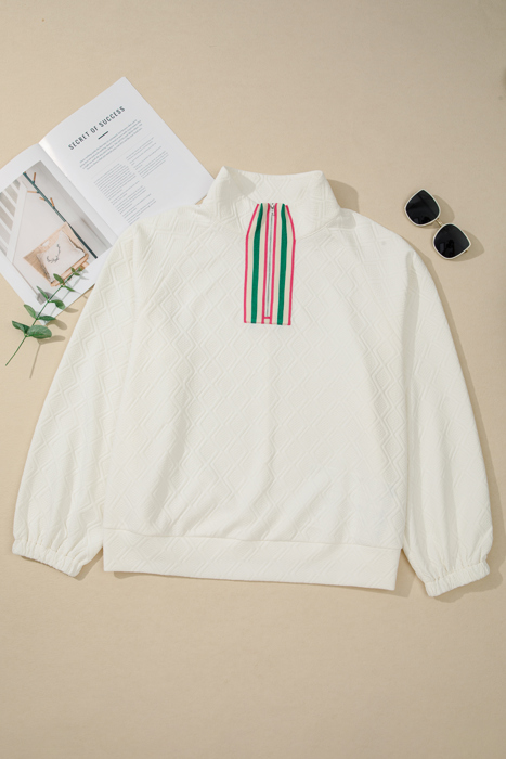 Aria Striped Collar Baggy Sweatshirt