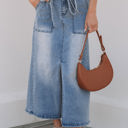  Ariah High Waist Midi Denim Skirt