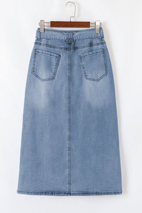 Ariah High Waist Midi Denim Skirt