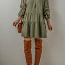  Ariana Puff Sleeve Buttoned Tiered Dress