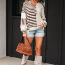  Ariana Stripe Stitched Oversized Sweatshirt