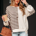 Khaki Stripe Medium Ariana Stripe Stitched Oversized Sweatshirt