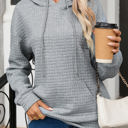 Gray Medium Ariel Quilted Kangaroo Pocket Drawstring Hoodie