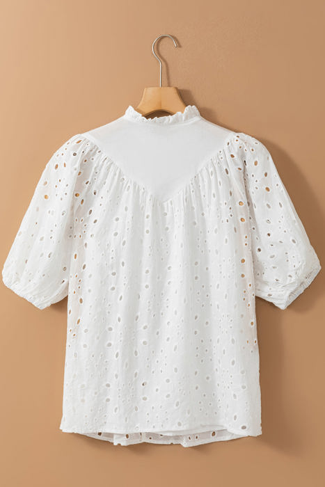 Arielle Embroidered Hollow-out Puff Sleeve Blouse