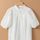 White Large Arielle Embroidered Hollow-out Puff Sleeve Blouse