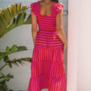 Arisbeth Stripe Flutter Sleeve Maxi Dress