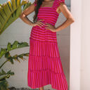  Arisbeth Stripe Flutter Sleeve Maxi Dress