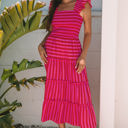  Arisbeth Stripe Flutter Sleeve Maxi Dress