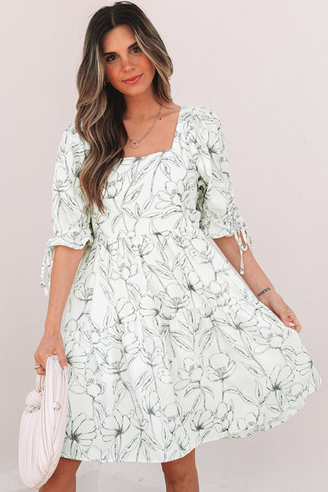 Ariya Floral Shirred Back Puff Sleeve Dress