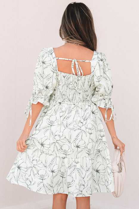 Ariya Floral Shirred Back Puff Sleeve Dress