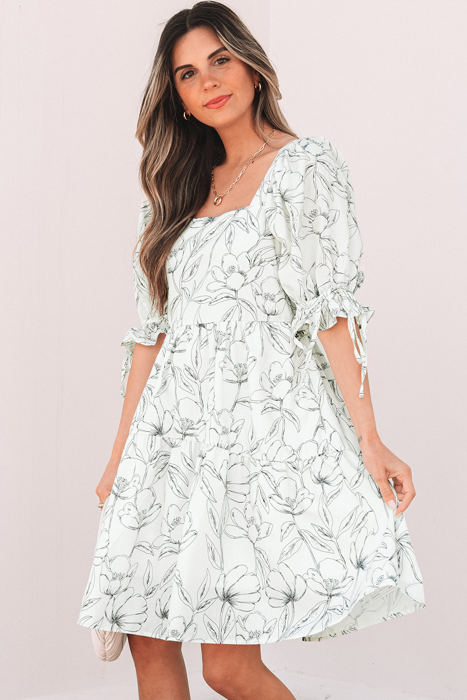 Ariya Floral Shirred Back Puff Sleeve Dress