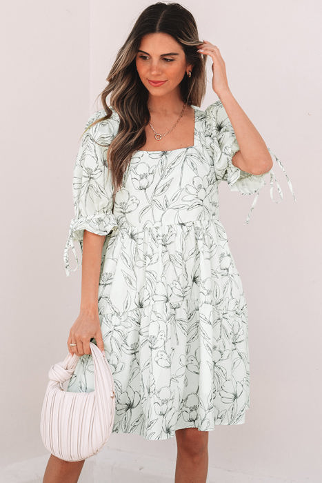 Ariya Floral Shirred Back Puff Sleeve Dress