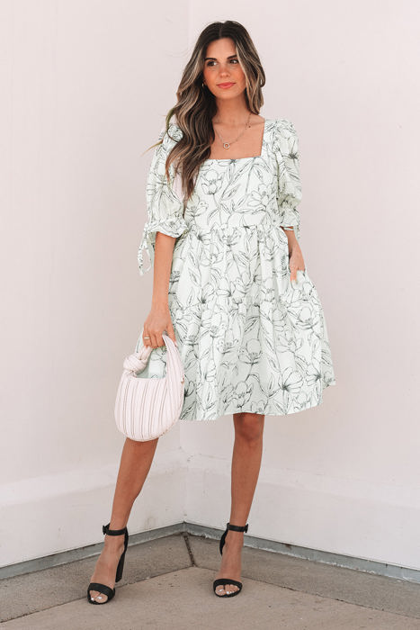 Ariya Floral Shirred Back Puff Sleeve Dress