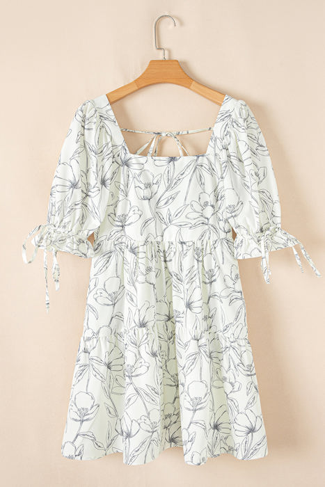 Ariya Floral Shirred Back Puff Sleeve Dress