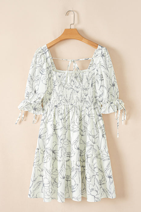 Ariya Floral Shirred Back Puff Sleeve Dress