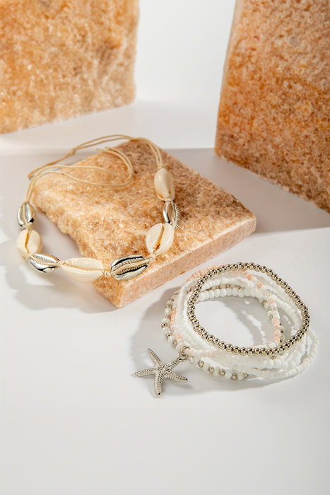 Ariya Seashell Beaded Bracelet Set