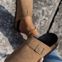  Ariyah Suede Buckle Detail Slippers