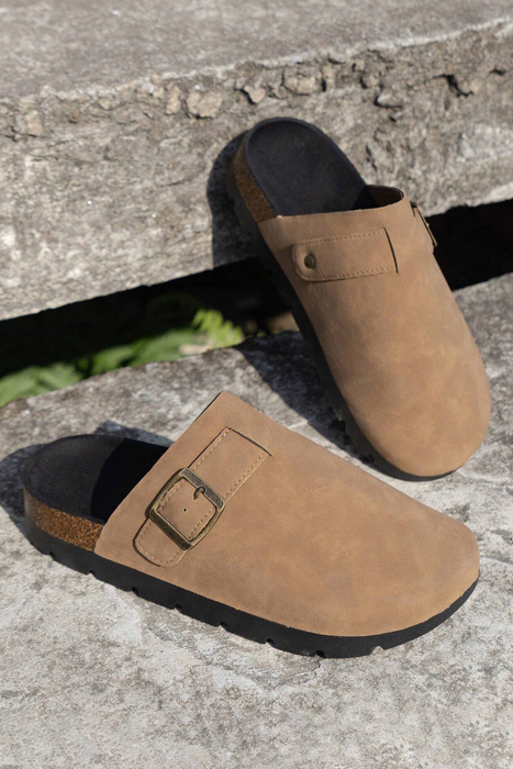 Ariyah Suede Buckle Detail Slippers