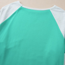  Aruba Blue Colorblock Patchwork Cross Seam Plus Sweatshirt