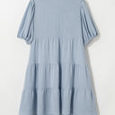  Arya Shirt Collar Button Up Puff Sleeve Tiered Dress