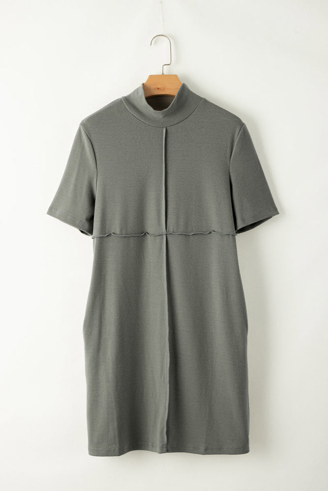 Asha High Neck Cross Seam T-shirt Dress