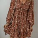  Ashley Boho Floral Puff Sleeve Mini Dress